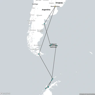 tourhub | HX Hurtigruten Expeditions | Antarctica & Falklands Expedition | Northbound (Flight Included) | Tour Map