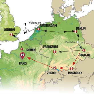 tourhub | Europamundo | Paris, London and Central Capitals | Tour Map