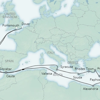 tourhub | Saga Ocean Cruise | Israel and Ancient Egypt | Tour Map