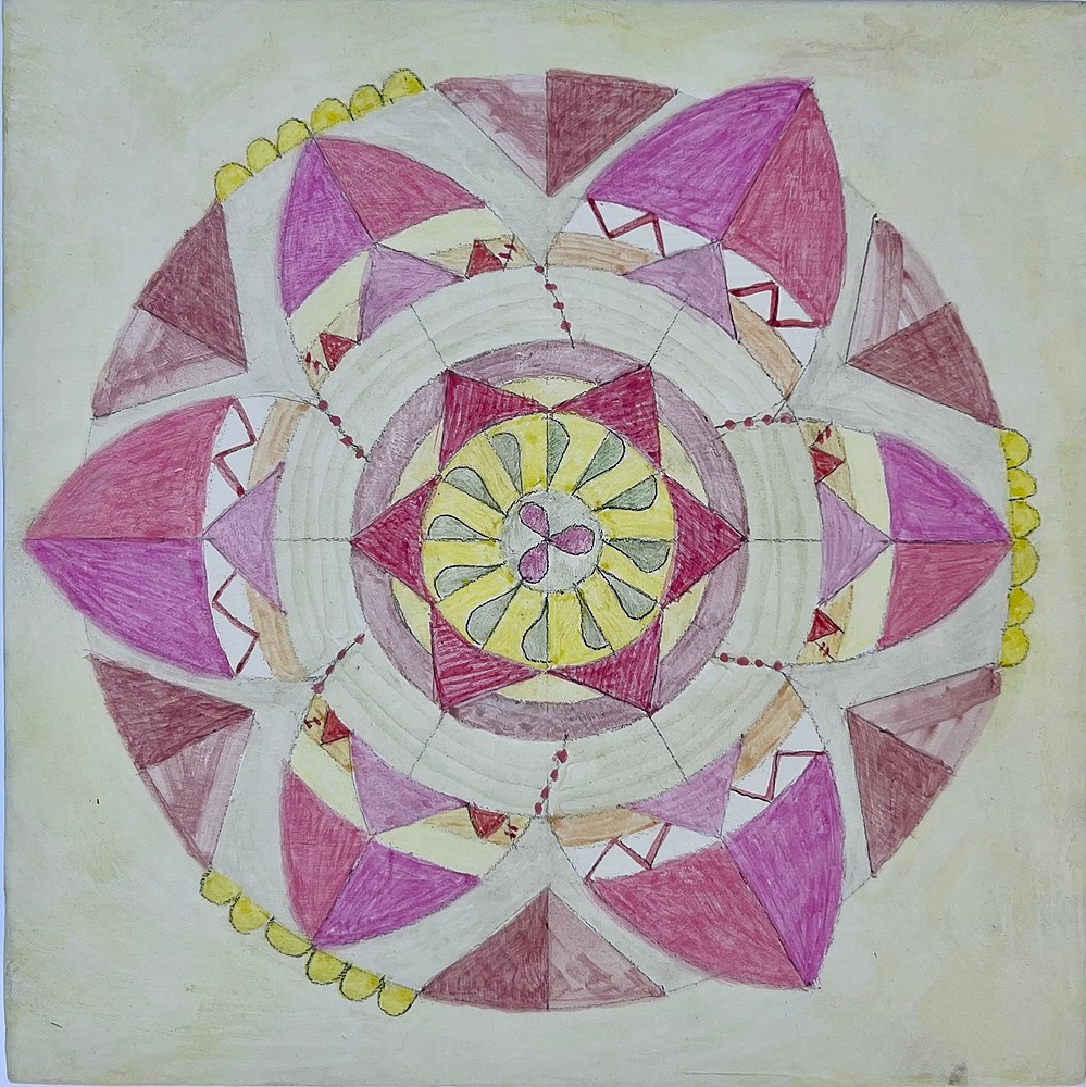 Mandala featuring purple and yellow