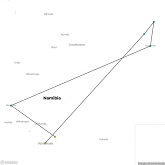 tourhub | Crooked Compass | Raw Namibia | Tour Map