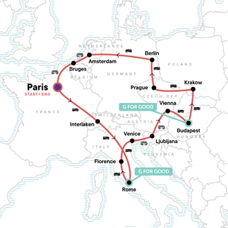 tourhub | G Adventures | European Trail: Capitals & Cafés | Tour Map