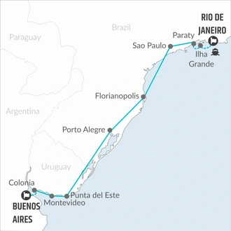 tourhub | Bamba Travel | Buenos Aires to Rio de Janeiro (via Uruguay) Travel Pass | Tour Map