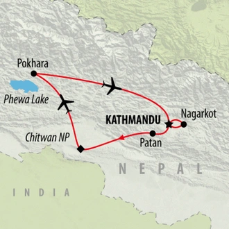 tourhub | On The Go Tours | Treasures of Nepal - 9 days | Tour Map