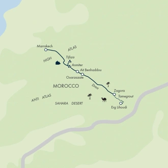 tourhub | Exodus Adventure Travels | Marrakech, Camels & the Sahara – Family Adventure | Tour Map