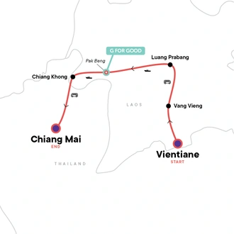 tourhub | G Adventures | Laos: Sunrises & Street Food | Tour Map