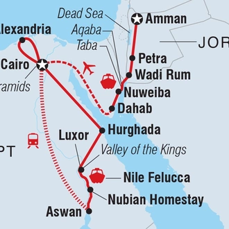 tourhub | Intrepid Travel | Jordan & Egypt Uncovered | Tour Map