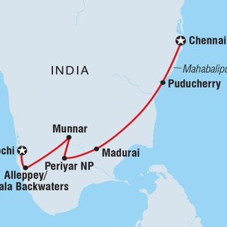 tourhub | Intrepid Travel | Premium South India | Tour Map