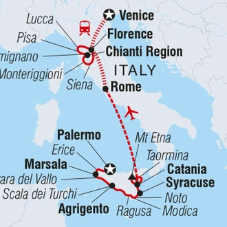 tourhub | Intrepid Travel | Premium Sicily and Tuscany | Tour Map