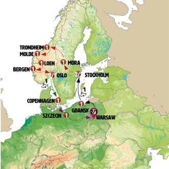 tourhub | Europamundo | Fabulous Poland and Fjords End Copenhagen | Tour Map