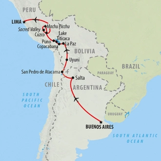 tourhub | On The Go Tours | Argentina, Atacama & Andes - 20 days | Tour Map