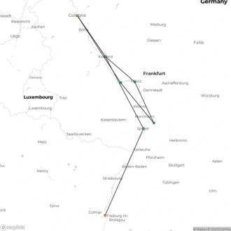 tourhub | Riviera Travel | The Majestic Rhine, Heidelberg & Switzerland river cruise - MS Geoffrey Chaucer | Tour Map