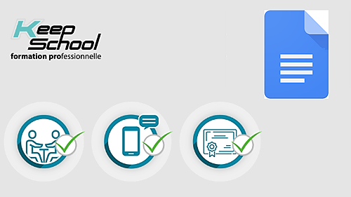 Représentation de la formation : ⭐Formation Google Docs : niveau débutant ou intermédiaire, cours individuels en présentiel (50h) + e-learning + certification TOSA⭐