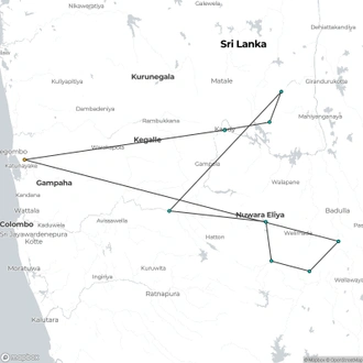 tourhub | Ran Lanka Tour Holidays (pvt) Ltd | Life is an Adventure | Tour Map