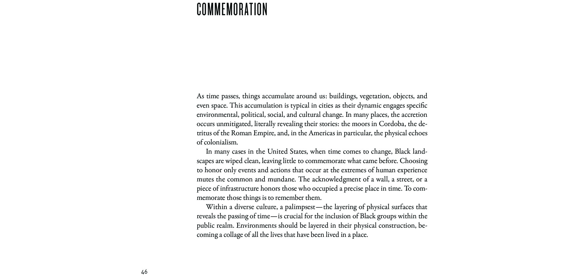 Black Landscapes Matter, Commemoration (pg. 46)
