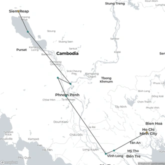 tourhub | CroisiEurope Cruises | From the Angkor Temples to the Mekong Delta & Hanoi and Halong Bay (port-to-port cruise) | Tour Map