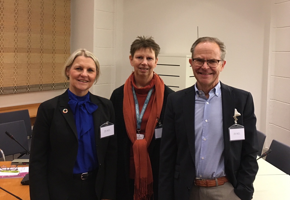 Gunilla Holmberg, Marianne Hedberg och Nils G Storhagen vid seminariet i Riksdagshuset. Foto: Hanna Westerén