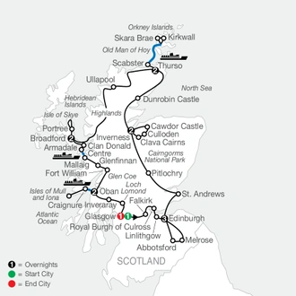 tourhub | Globus | Scottish Highlands & Islands | Tour Map