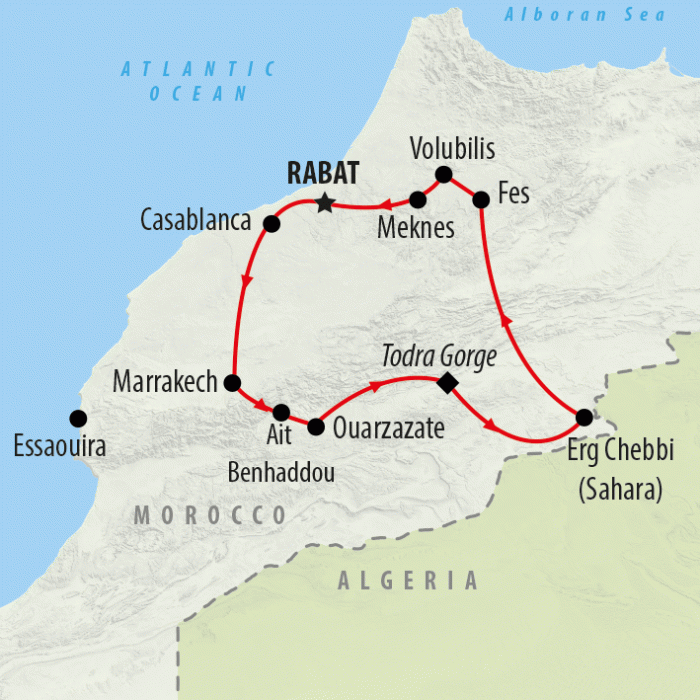 tourhub | On The Go Tours | Road to Casablanca - 9 Days | Tour Map