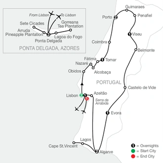 tourhub | Globus | Portugal in Depth with Azores | Tour Map