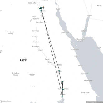 tourhub | Sun Pyramids Tours | Package 8 days 7 nights to Pyramids, Luxur & Aswan by Train | Tour Map