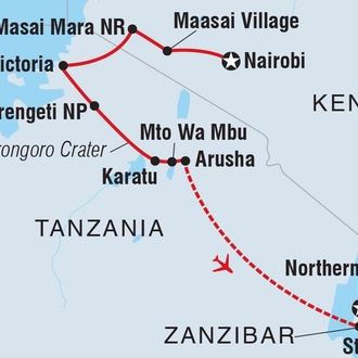 tourhub | Intrepid Travel | Real East Africa & Zanzibar | Tour Map
