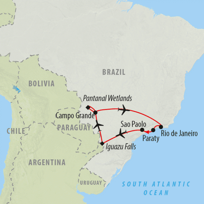 tourhub | On The Go Tours | Natural Wonders of Brazil - 12 days | Tour Map