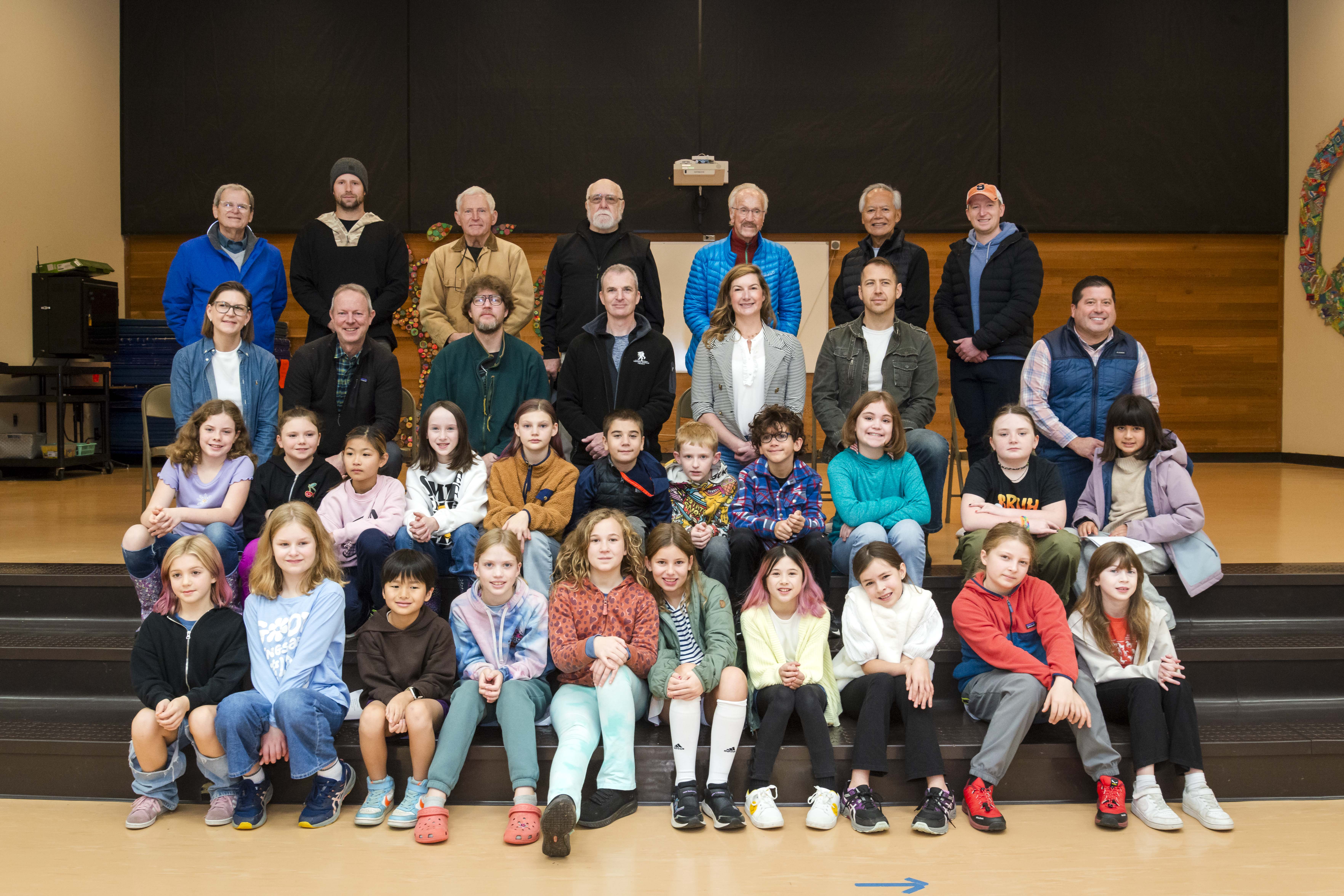 Veteran's Day Assembly guests and Ordway 4th grade student council