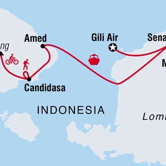 tourhub | Intrepid Travel | Bali, Lombok & Gili Islands: Hike, Bike, Raft & Snorkel | Tour Map