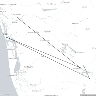 tourhub | The Voyages India | From Cochin: 2-Day  Thekkady and Periyar Wildlife sanctuary with Jeep Safari | Tour Map