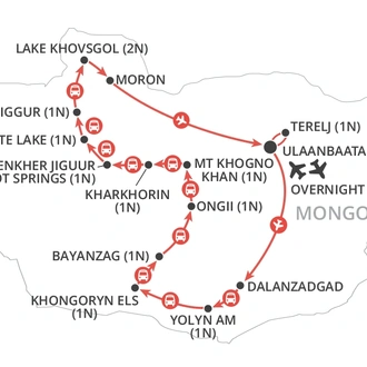 tourhub | Wendy Wu | Mongolia and Naadam Festival | Tour Map