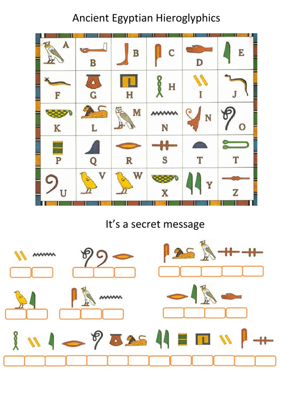 ancient egyptian writing for kids