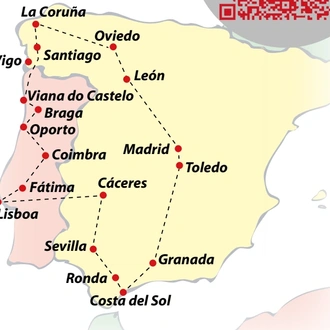 tourhub | VPT TOURS | 14 Days Galicia, Portugal & Andalusia (Tuesdays) | Tour Map