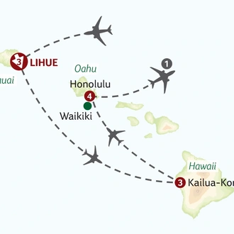 tourhub | Titan Travel | Hawai’ian Islands Discovery | Tour Map