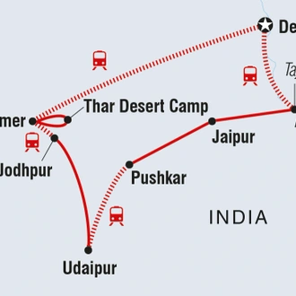 tourhub | Intrepid Travel | Real Rajasthan | Tour Map