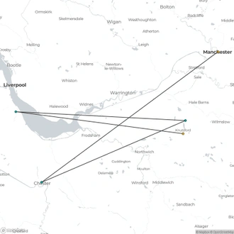 tourhub | Travel Editions | Glorious Gardens of Cheshire Tour | Tour Map