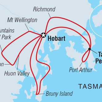 tourhub | Intrepid Travel | Hobart & Southern Tasmania Explorer | Tour Map