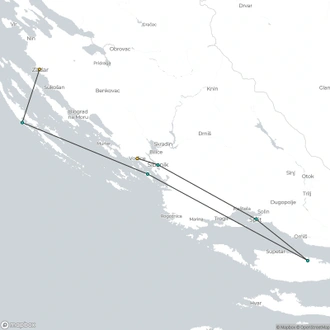 tourhub | Gulliver Travel | Dalmatian Highlights Zadar and Split Region Cruise (Standard Boat Category) | Tour Map