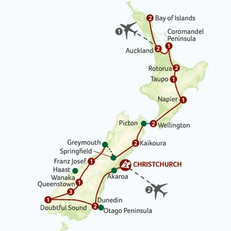 tourhub | Saga Holidays | Great New Zealand Discovery | Tour Map
