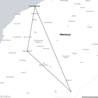 tourhub | Morocco Premium Tours | Desert Dream: A 4-Day Moroccan Journey from Casablanca to M’Hamid | Tour Map