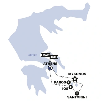 tourhub | Contiki | Greek Island Hopping | Gap Year 18-22 | 2025 | Tour Map