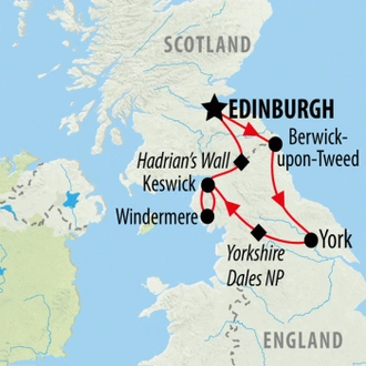 tourhub | On The Go Tours | York, Windermere & Hadrian's Wall (Hotel) - 5 days | Tour Map