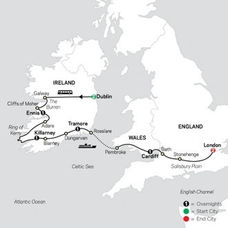 tourhub | Cosmos | From Dublin to London | Tour Map