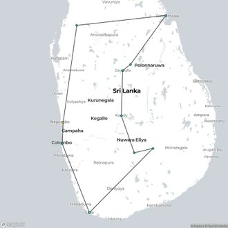 tourhub | All Points East | Sri Lanka tour | ‘The Island of Serendipity’ | Tour Map