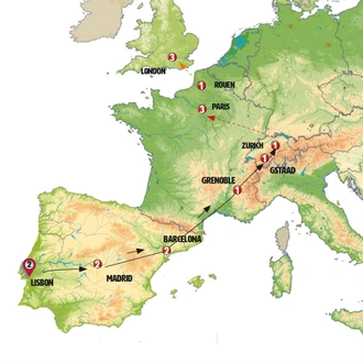 tourhub | Europamundo | Lisbon to Zurich | Tour Map