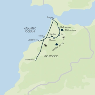 tourhub | Exodus | Tangier & the Rif Mountains to Marrakech | Tour Map