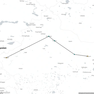 tourhub | Silk Road Trips | 7-Day Silk Road from Kashgar to Dunhuang, Jiayuguan | Tour Map