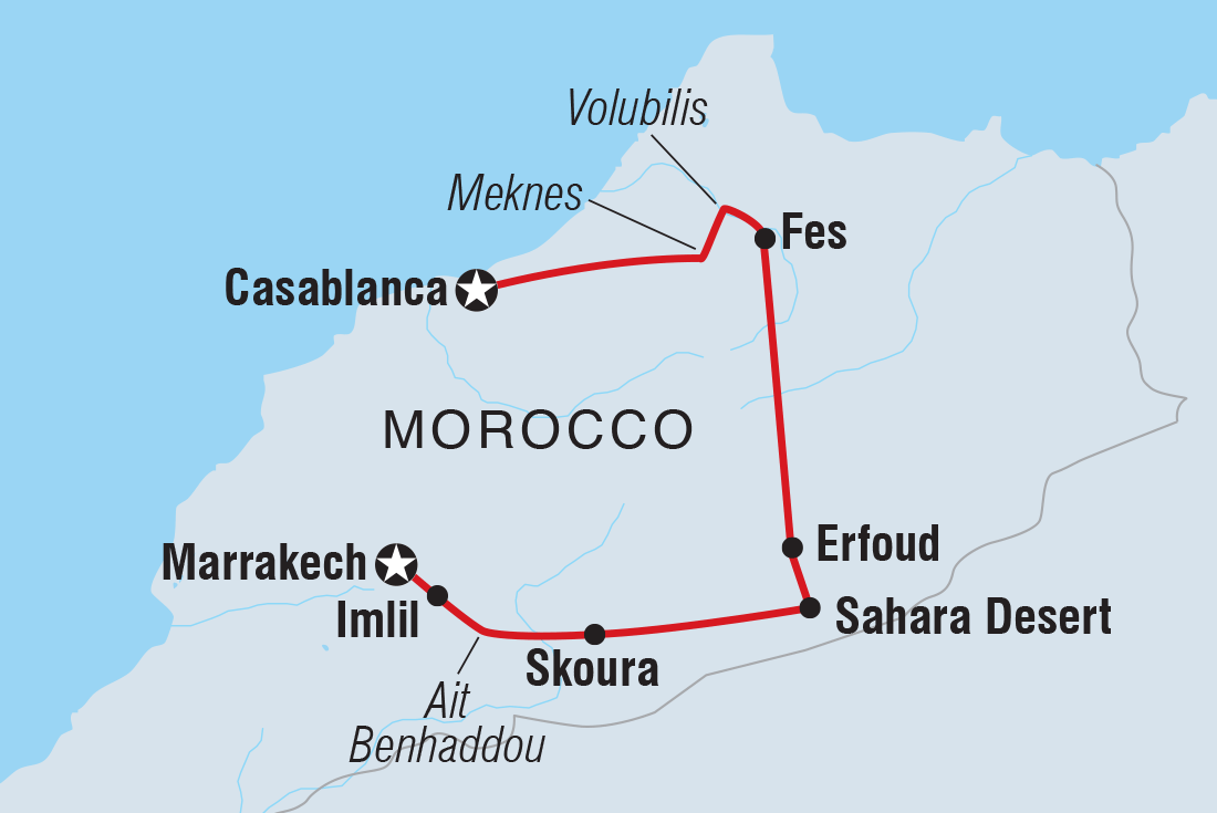 tourhub | Intrepid Travel | Premium Morocco Explorer | Tour Map