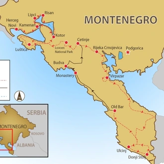 tourhub | SpiceRoads Cycling | Coastal Montenegro | Tour Map