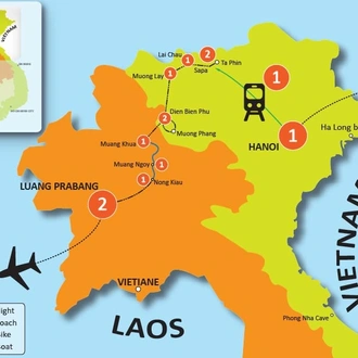 tourhub | Tweet World Travel | 14-Day Laos & Vietnam Bike Tour | Tour Map